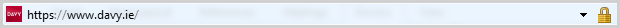 https://www.davy.ie/ with padlock on right hand side of address bar and Davy logo on left hand side of address bar - secure login