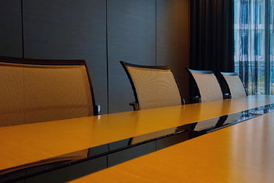 Management team image of a board room table