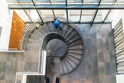 Credit unions image of a spiral staircase